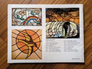 Back cover - Patterns for Stained Glass – Gick Publishing, 1977