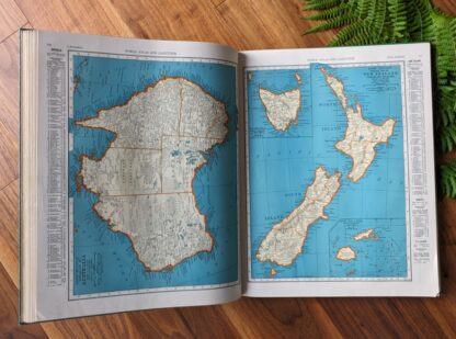 Australia and New Zealand - 1942 Collier's World Atlas and Gazetteer - Maps land captured during WWII