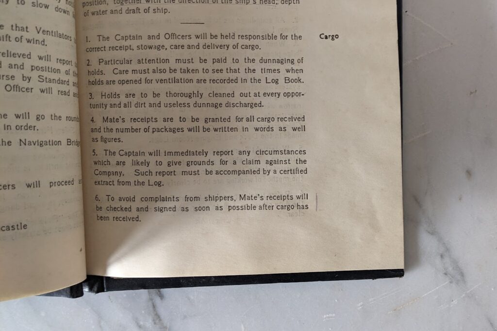 Cargo - Rare India Steamship Company Service Regulations Book – Bolted Leather Binding - c.1930s