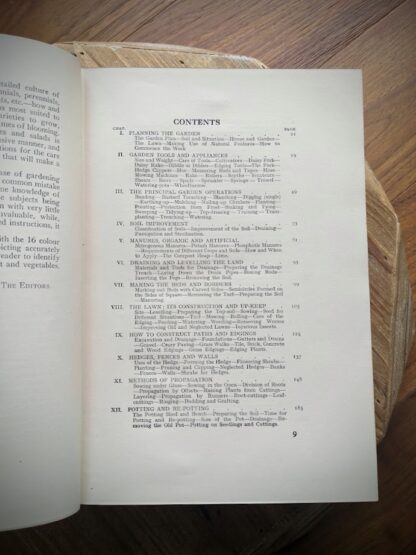 Contents page 1 of 3 - 1937 The Complete Book of Gardening by John Coutts Illustrated