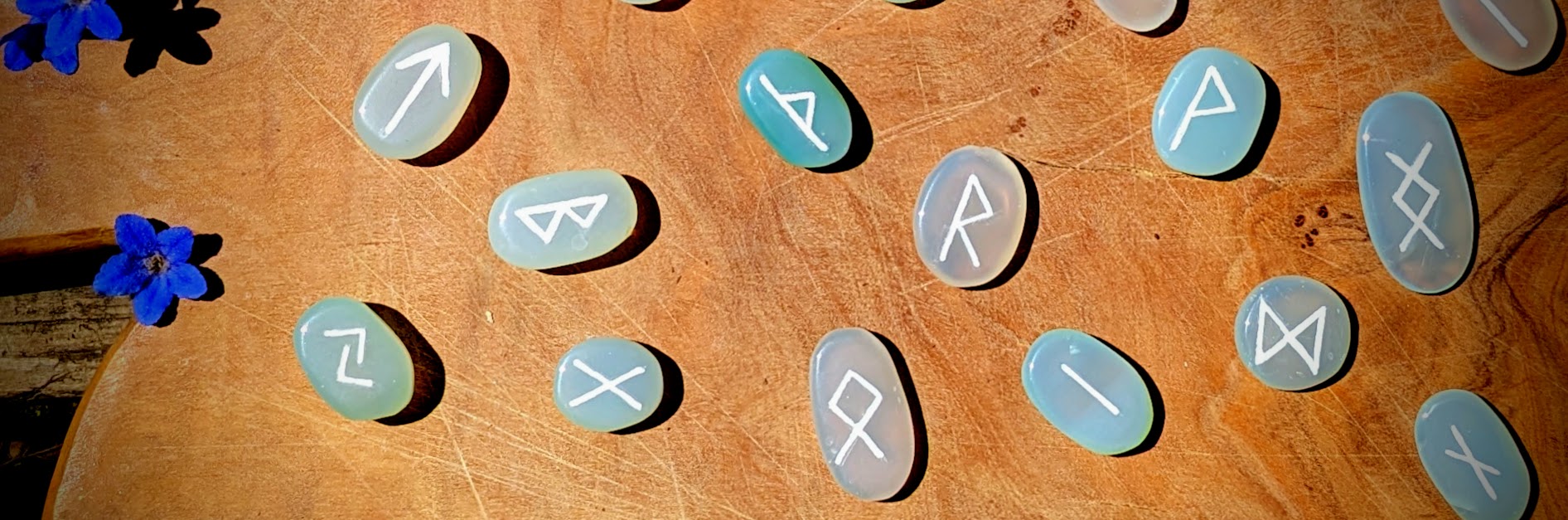 Hand Carved Rune set on 465 Ct of Natural Heat Treated polished Blue Onyx - up close