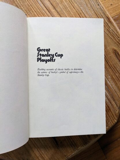 Pre Title page - 1972 Great Stanley Cup Playoffs by Bill Libby - Random House - Pro Hockey Library