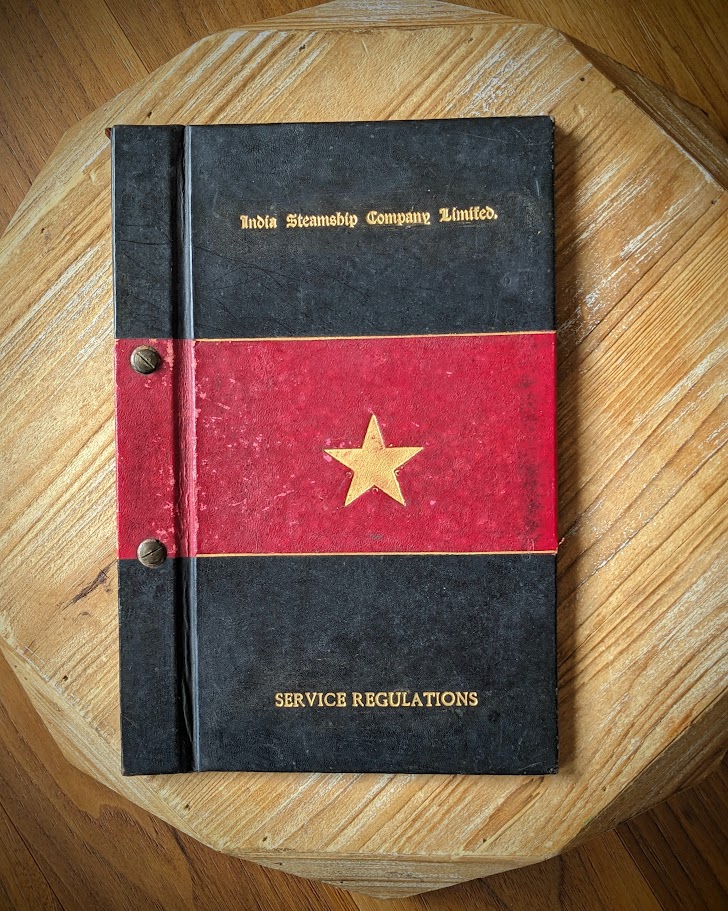 Rare India Steamship Company Service Regulations Book – Bolted Leather Binding - c.1930s