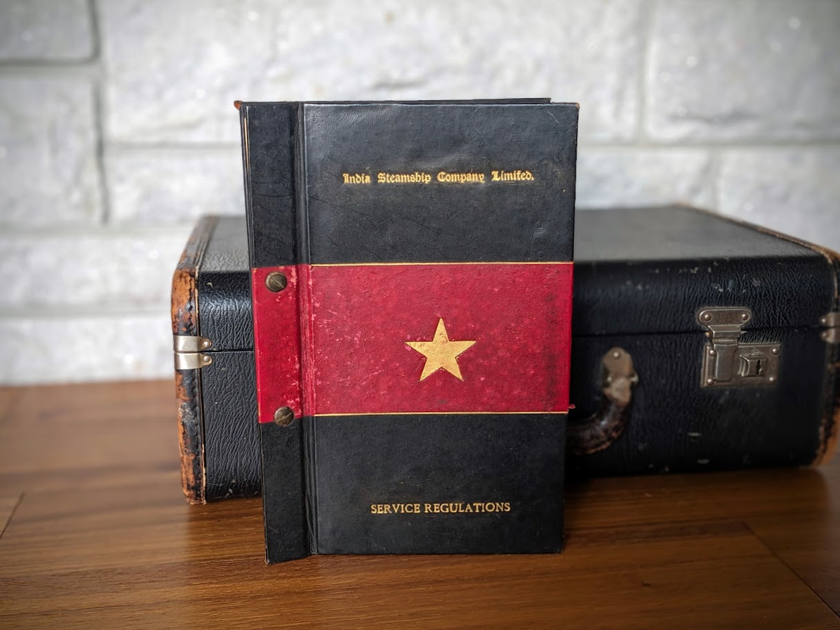 Rare India Steamship Company Service Regulations Book – Bolted Leather Binding, c.1930s