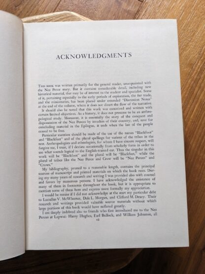 acknowledgments - 1965 The Nez Perce Indians and the Opening of the Northwest by Alvin M. Josephy, Jr