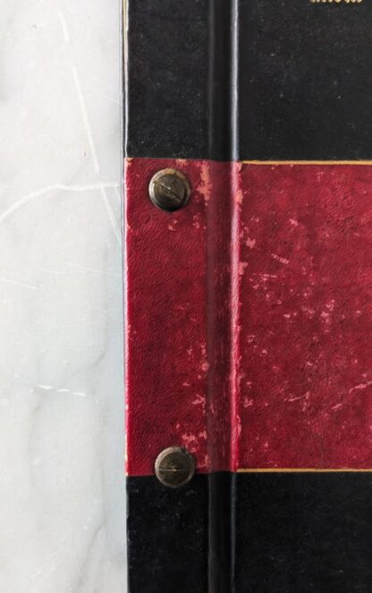 front and back panel secured with two metal bolts - Rare India Steamship Company Service Regulations Book – Bolted Leather Binding - c.1930s