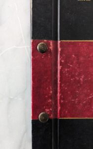 front and back panel secured with two metal bolts - Rare India Steamship Company Service Regulations Book – Bolted Leather Binding - c.1930s