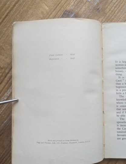 publication page - 1937 Cactus Growing for Beginners by Vera Higgins and H.T. Marrable