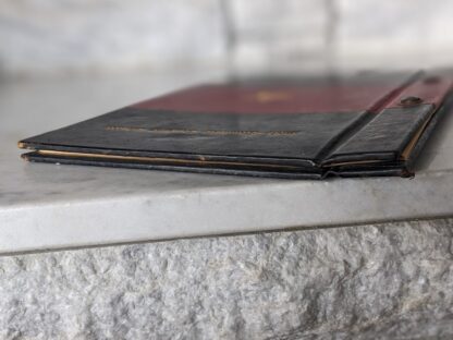top edge of textblock - Rare India Steamship Company Service Regulations Book – Bolted Leather Binding - c.1930s