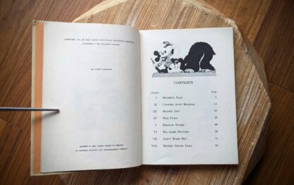 Copyright and Contents pages - 1939 Mickey Never Fails by Robin Palmer - First Edition in original Dust Jacket