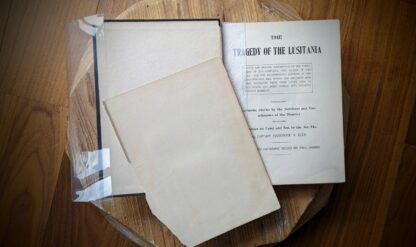 Front endpaper separated - 1915 The Tragedy of the Lusitania Memorial Edition