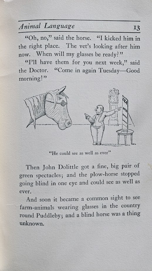 He could see as well as ever - illustration by Hugh Lofting - 1948 The Story of Doctor DoLittle by Hugh Lofting - Tenth Edition