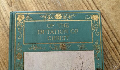 Title on front panel up close - 1903 Of the Imitation of Christ by Thomas à Kempis - Vademecum Series