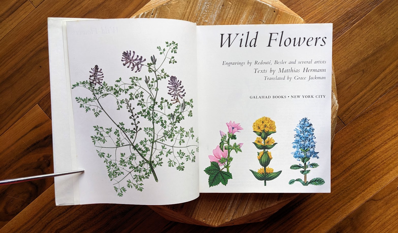 Title page - 1973 Wild Flowers – First Edition Featuring Redouté & Besler Illustrations - Published by Galahad Books