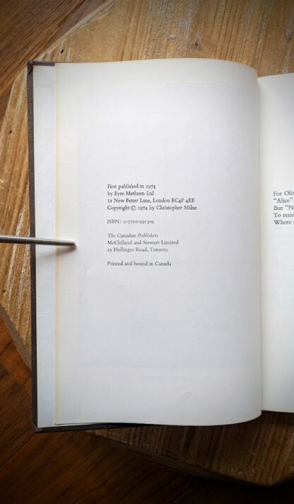 copyright page - 1974 The Enchanted Places by Christopher Milne - First Canadian Edition