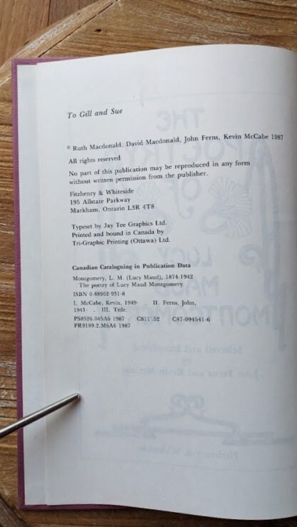 copyright page - 1987 copy of The Poetry of Lucy Maud Montgomery