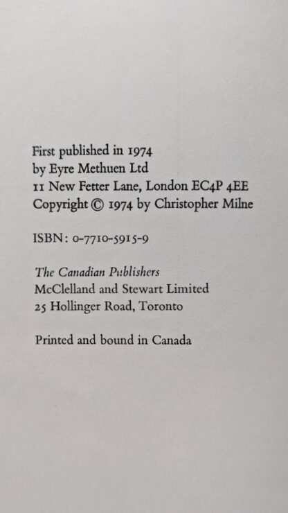 copyright page up close - 1974 The Enchanted Places by Christopher Milne - First Canadian Edition