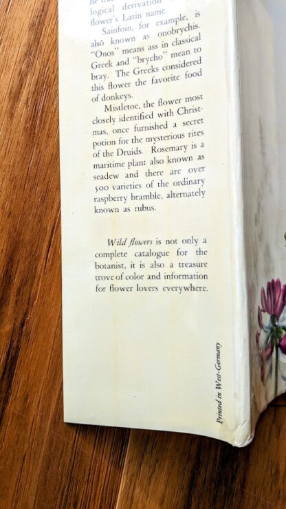 inside back flap of the dustjacket up close - First Edition Featuring Redouté & Besler Illustrations - Published by Galahad Books