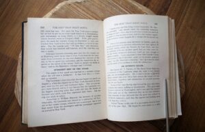 pages inside a 1915 copy of The Tragedy of the Lusitania Memorial Edition