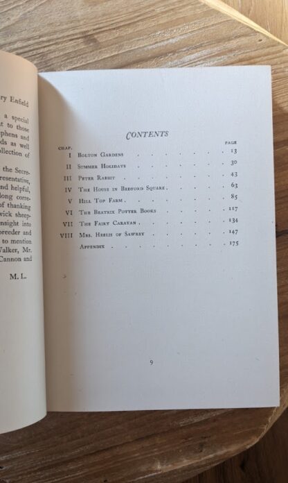 Contents page - 1948 The Tale of Beatrix Potter - A Biography by Margaret Lane