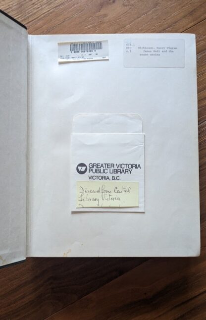 front endpaper - ex library copy - upper spine - 1927 James Watt and the Steam Engine The Memorial Volume
