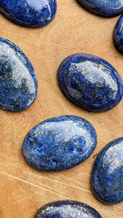 reverse side up close - Hand Carved Elder Futhark Rune set on 640 Ct of natural Blue Lapis with Gold Pyrite -