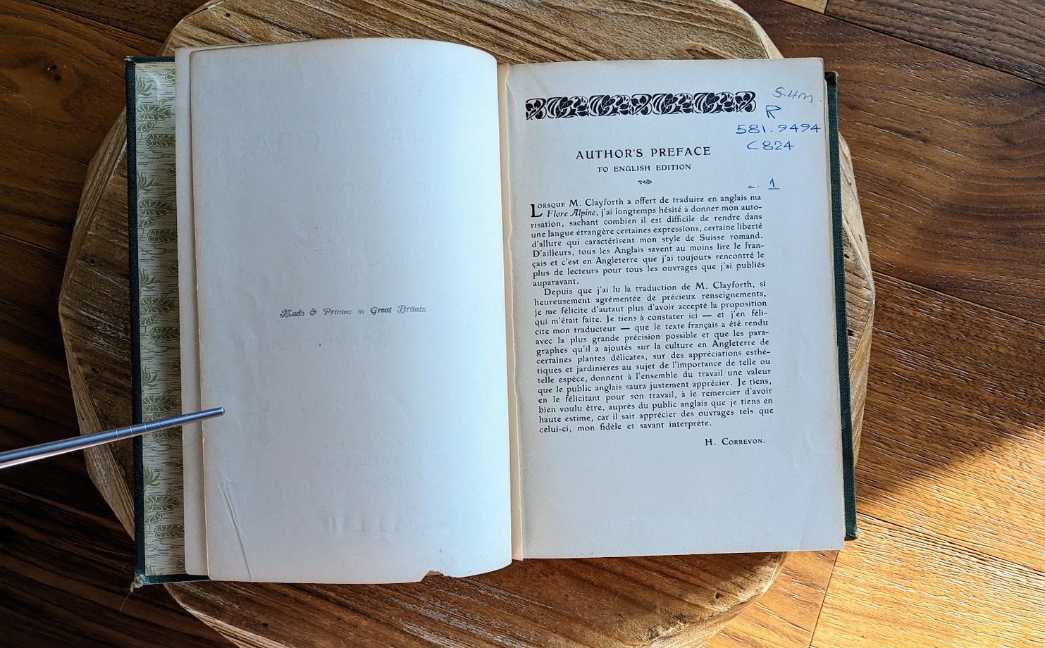 Author's preface - 1911 Alpine Flora by Correvon & Robert — 180 Colour Plates, Scarce Botanical Work