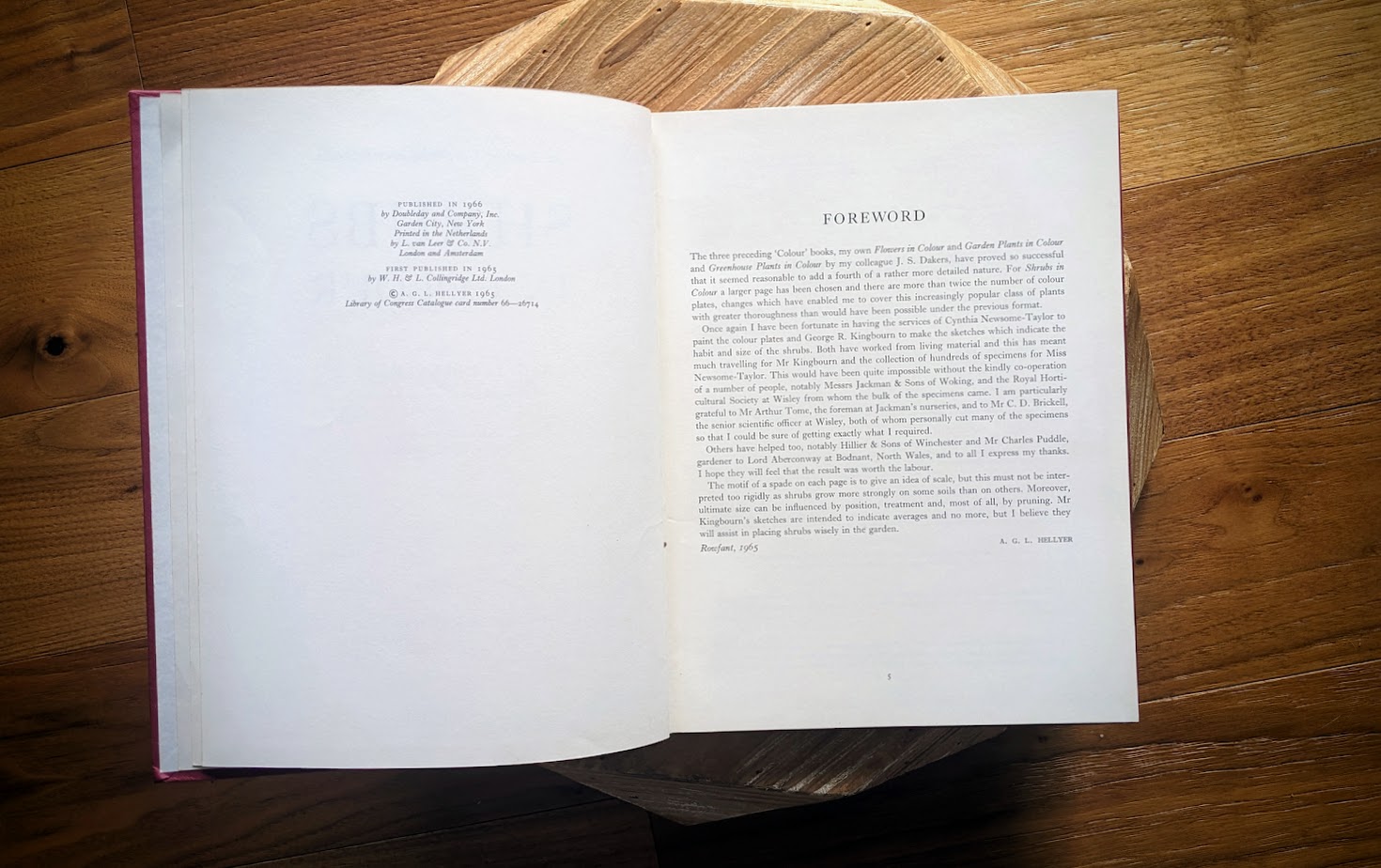 Copyright and Foreword pages - 1966 First American Edition – Shrubs in Colour by A. G. L. Hellyer - 264 Watercolour Colour Paintings