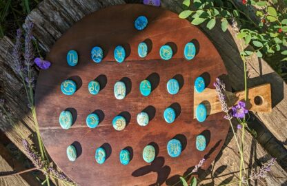 Hand-Carved Astrological Glyph Set on 1000 CT Natural Turquoise - Ash Tree Runes