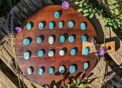 Hand-Carved Astrological Set on 1000 CT Natural Turquoise - Ash Tree Runes