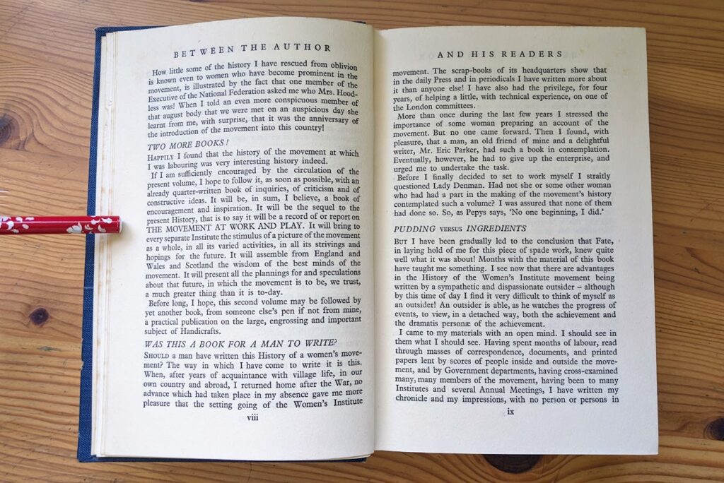 between the author and his readers - 1925 First Edition – The Story of the Women’s Institute Movement by J.W. Robertson