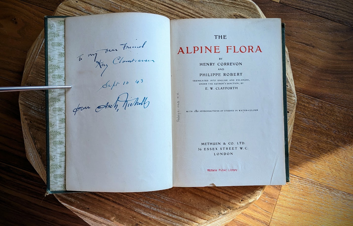 title page - 1911 Alpine Flora by Correvon & Robert — 180 Colour Plates, Scarce Botanical Work