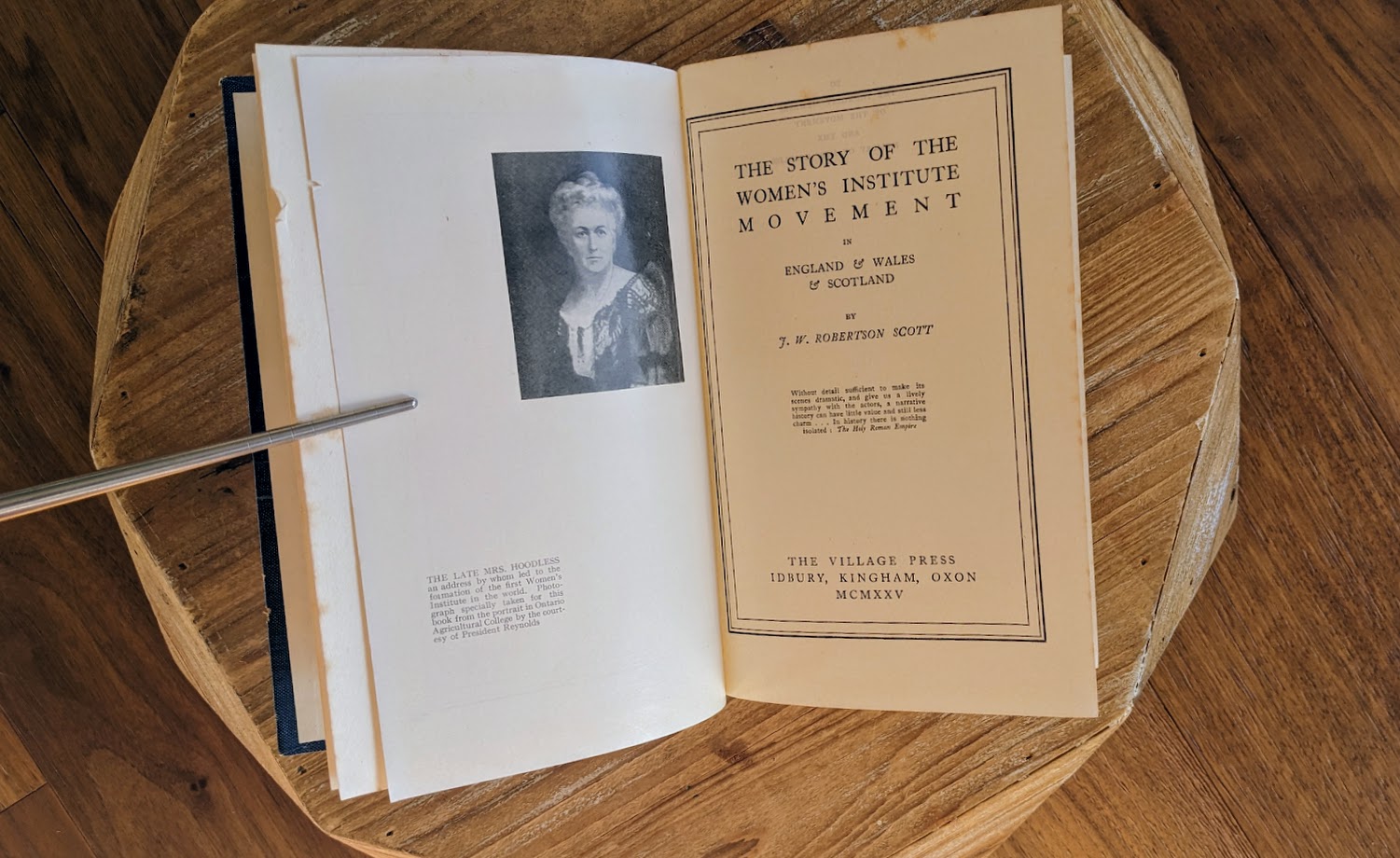 title page - 1925 First Edition – The Story of the Women’s Institute Movement by J.W. Robertson