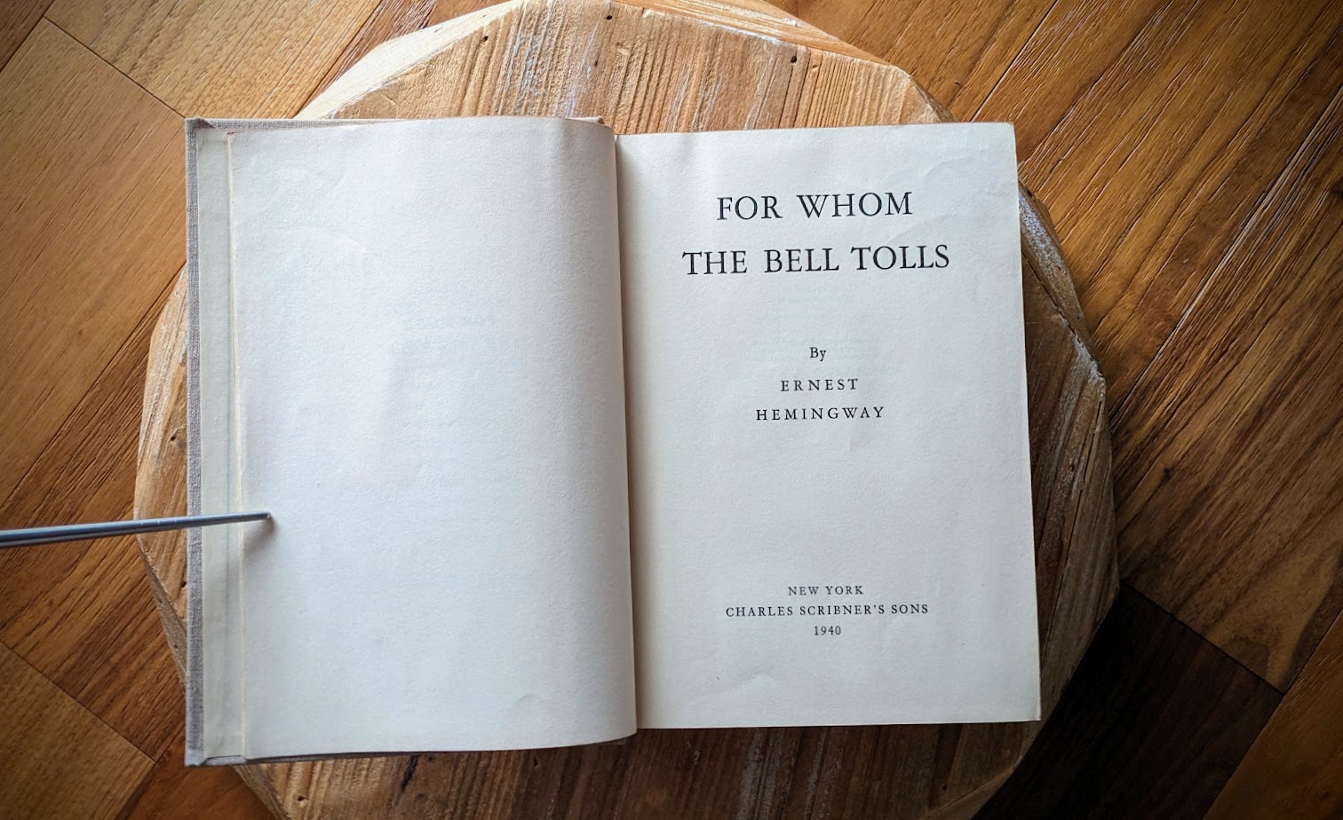 Title page - 1940 First Edition – For Whom the Bell Tolls by Ernest Hemingway