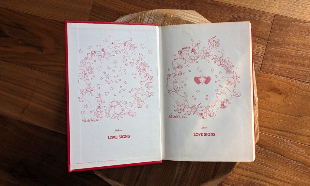 1978 Love Signs - A New Approach to the Human Heart by Linda Goodman - Stated First Edition - Front pastedown and endpaper