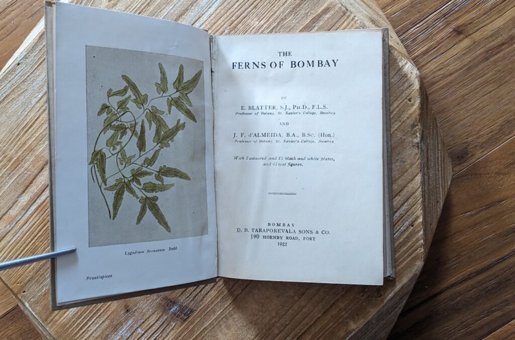 Title page - 1922 The Ferns of Bombay by E. Blatter and J. F. d’Almeida - RARE First Edition