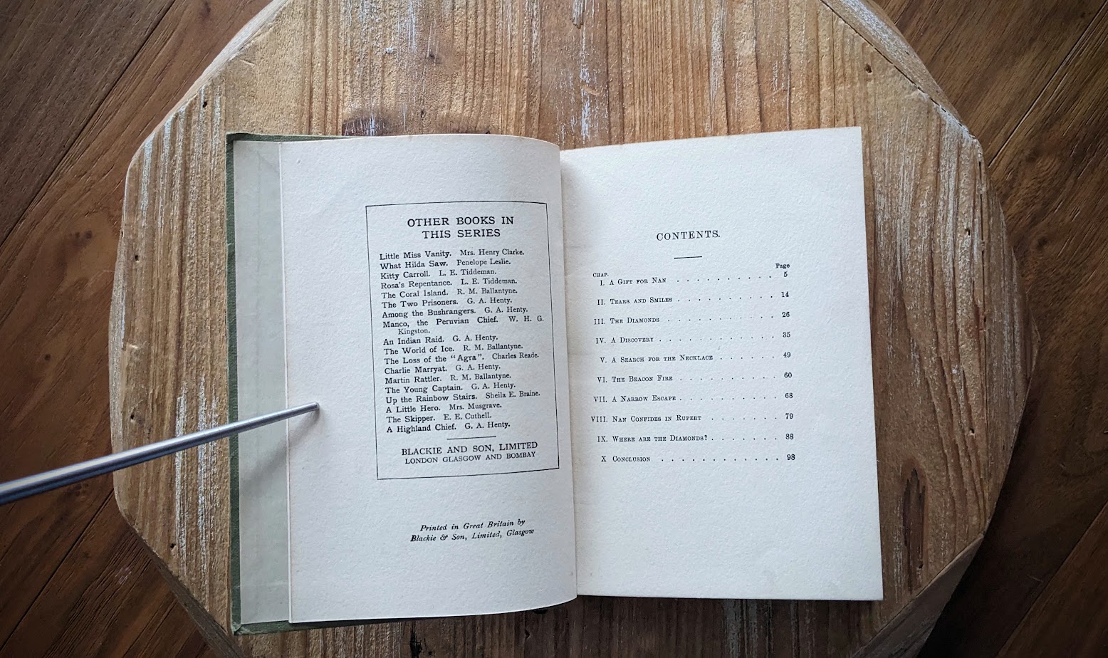 Contents - Little Miss Vanity by Mrs. Henry Clarke – Undated – Rare Copy - Blackie and Son Limited