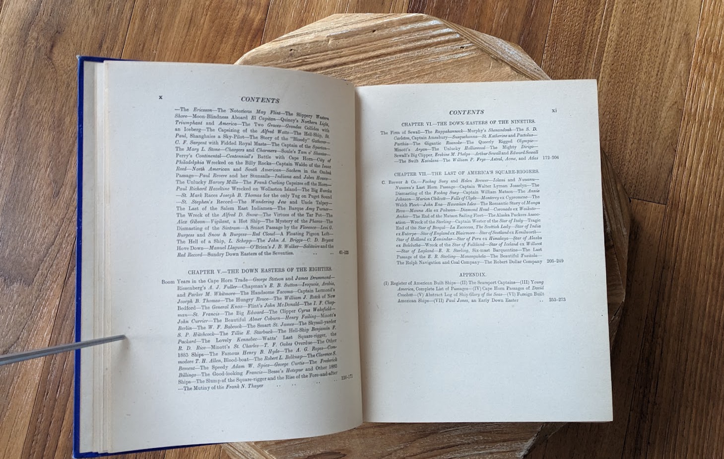 Contents page 2 and 3 of 3 - 1953 The Down Easters by Basil Lubbock – American Deep-Water Sailing Ships 1869–1929