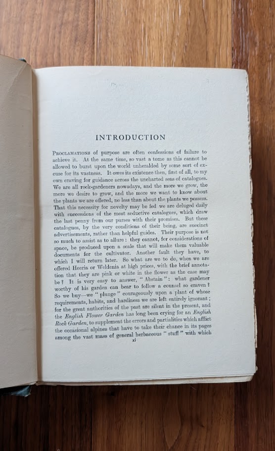 Introduction Vol I - 1928 English Rock Garden by Reginald Farrer — Complete Two-Volume Set - fourth impression