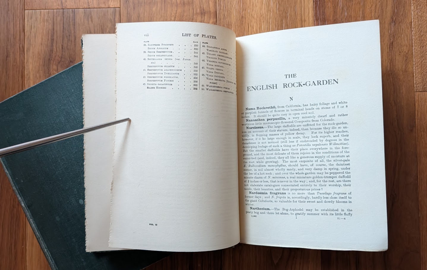 List of plates page 2 of 2 - Vol II - 1928 English Rock Garden by Reginald Farrer — Complete Two-Volume Set - fourth impression
