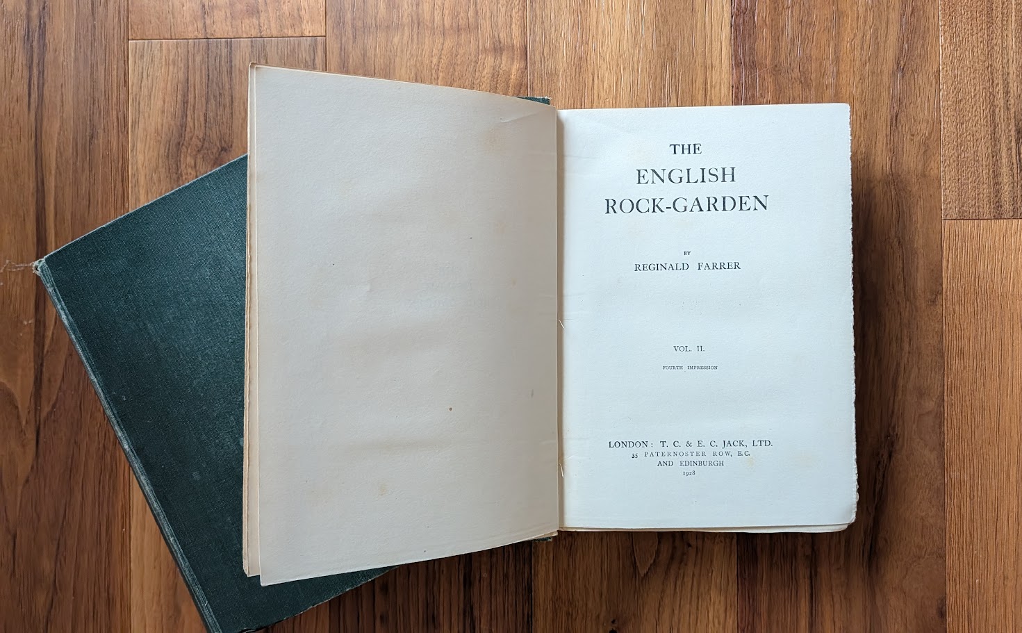 Title page Vol II - 1928 English Rock Garden by Reginald Farrer — Complete Two-Volume Set - fourth impression