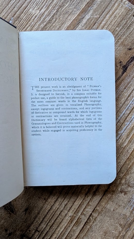 introductory note - Isaac Pitman’s Pocket Shorthand Dictionary — Centenary Edition — Undated