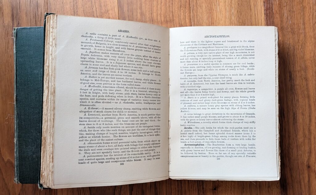 pages inside Volume I - 1928 English Rock Garden by Reginald Farrer — Complete Two-Volume Set - fourth impression