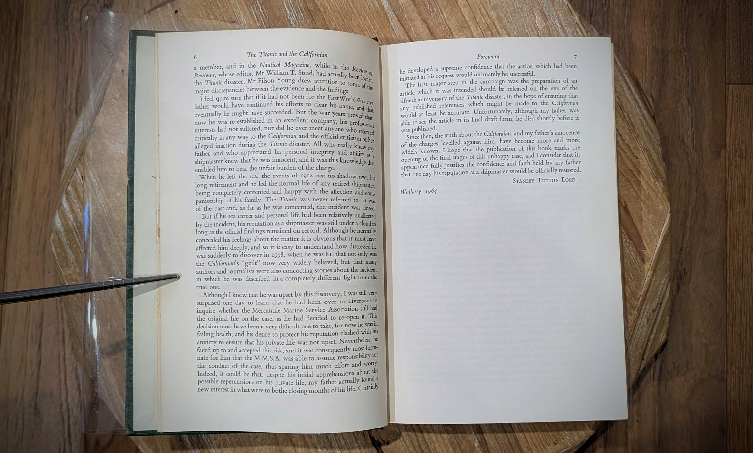 Foreword page 2 and 3 of 3 - 1965 — The Titanic and the Californian by Peter Padfield — Second Impression