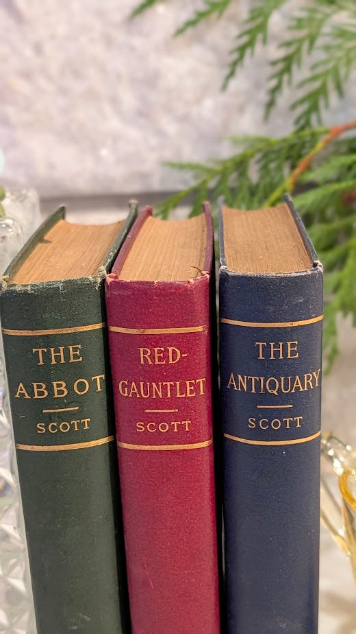 c.1880s — Sir Walter Scott - The Abbot · Redgauntlet · The Antiquary - uppoer spine view