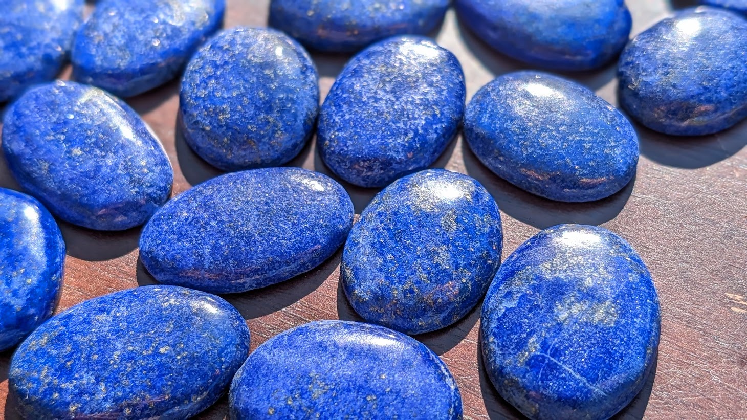 Hand Carved Rune Set on 970 Ct of Lapis Lazuli - Reverse Side up close