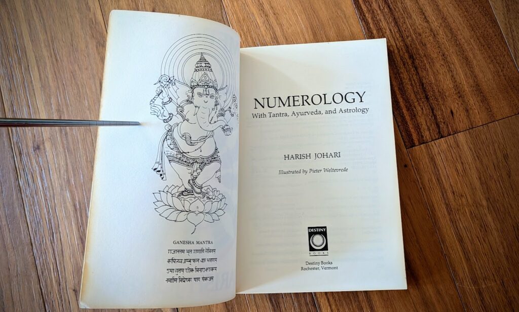 1990 Vintage copy of Numerology - With Tantra, Ayurveda and Astrology by Harish Johari - Title page