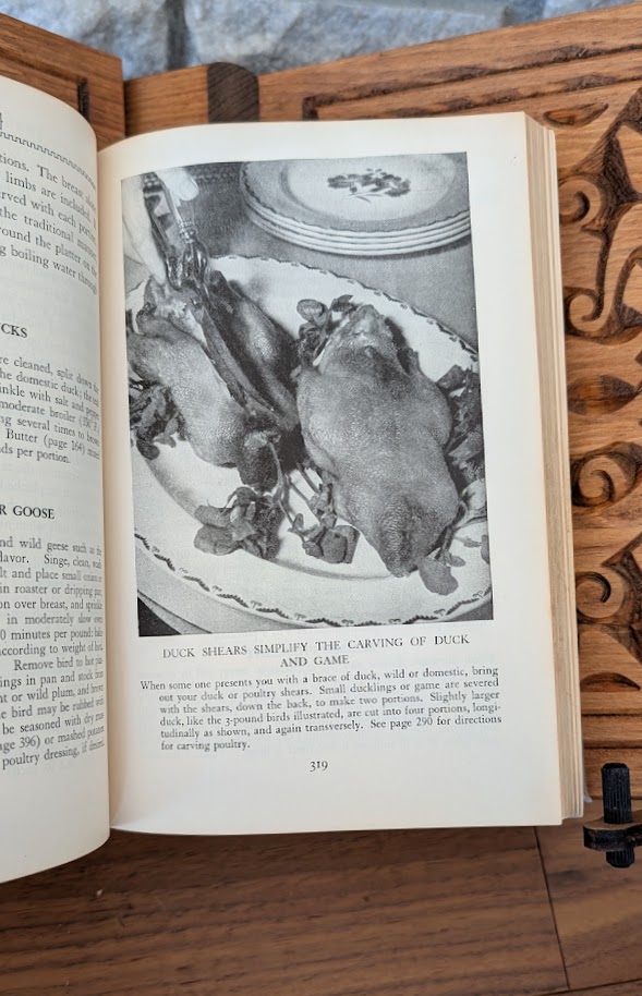 Carving the Duck - pages inside - 1937 America's Cook Book - Compiled by The Home Institute of the New York Herald Tribune