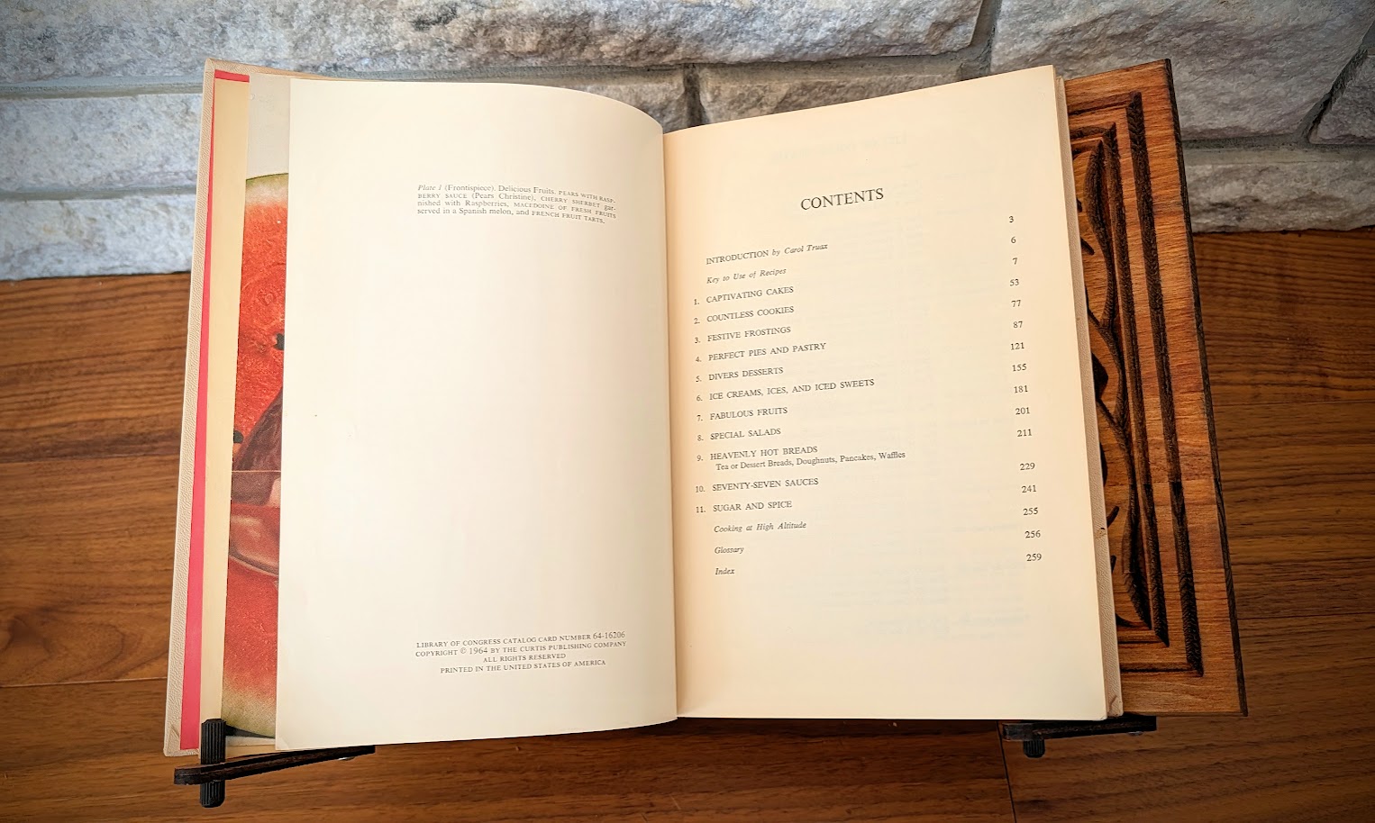 Contents page - 1964 Ladies' Home Journal Dessert Cookbook - Edited by Carol Truax