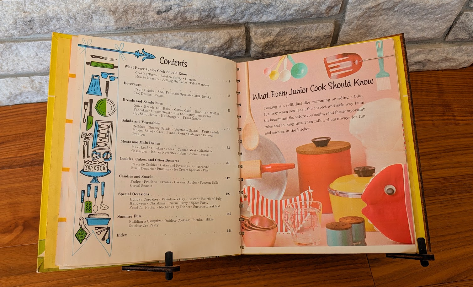 Contents page - 1972 Betty Crocker's New Boys and Girls Cookbook - Illustrated by Gloria Kamen